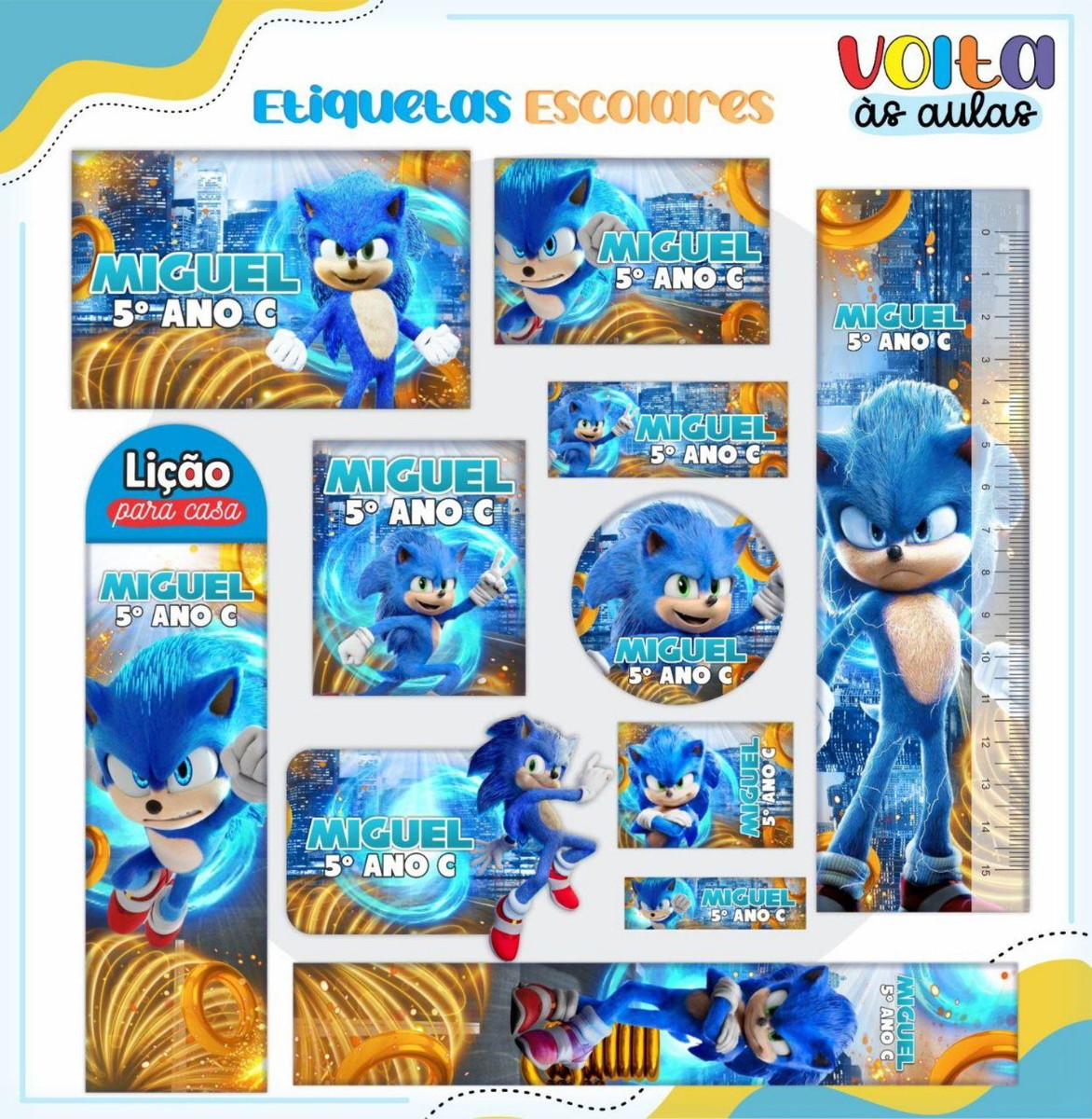 Arquivo de Corte Etiqueta Escolar Sonic #16830