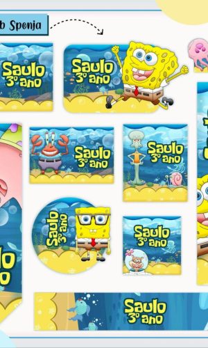 Arquivo de Corte Etiqueta Escolar Tema Bob Esponja #16860
