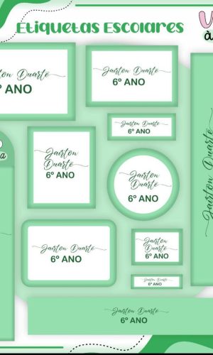 Arquivo de Corte Etiqueta Escolar Tema Neutro Verde #16847