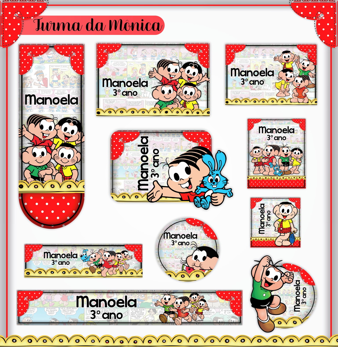 Arquivo de Corte - Etiqueta Escolar (Turma da Mônica) B