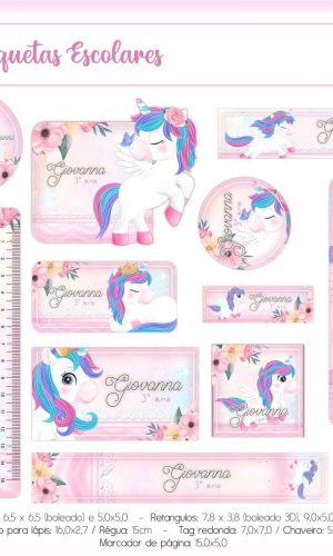 ARQUIVO DE CORTE ETIQUETA ESCOLAR UNICORNIO (#2409)