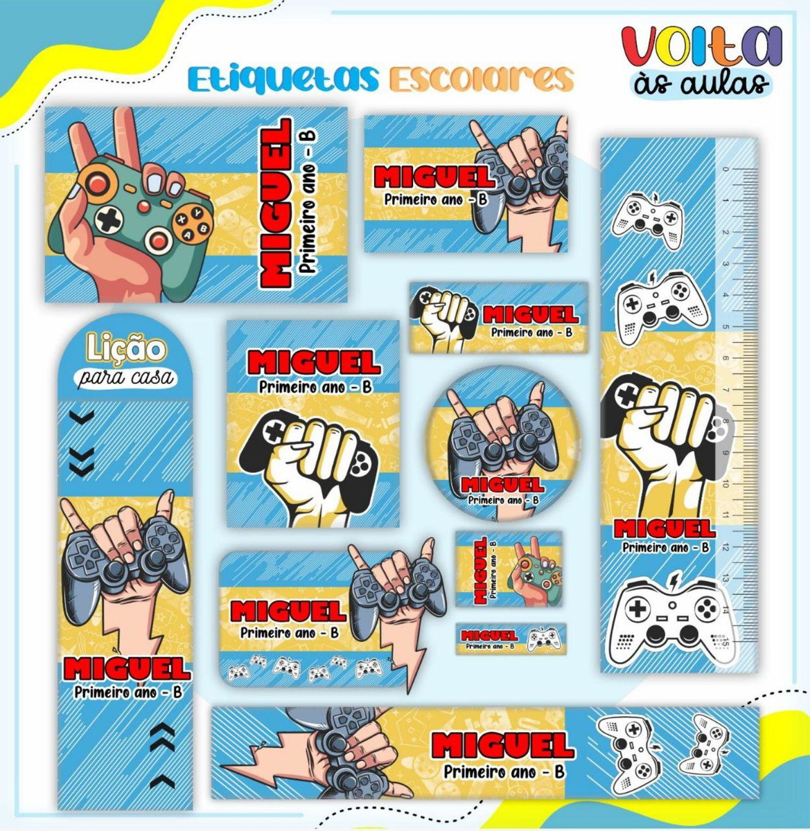 Arquivo de Corte Etiqueta Escolar Vídeo Game #16827