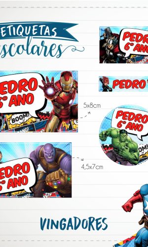 Arquivo de Corte - Etiqueta Escolar (Vingadores) A