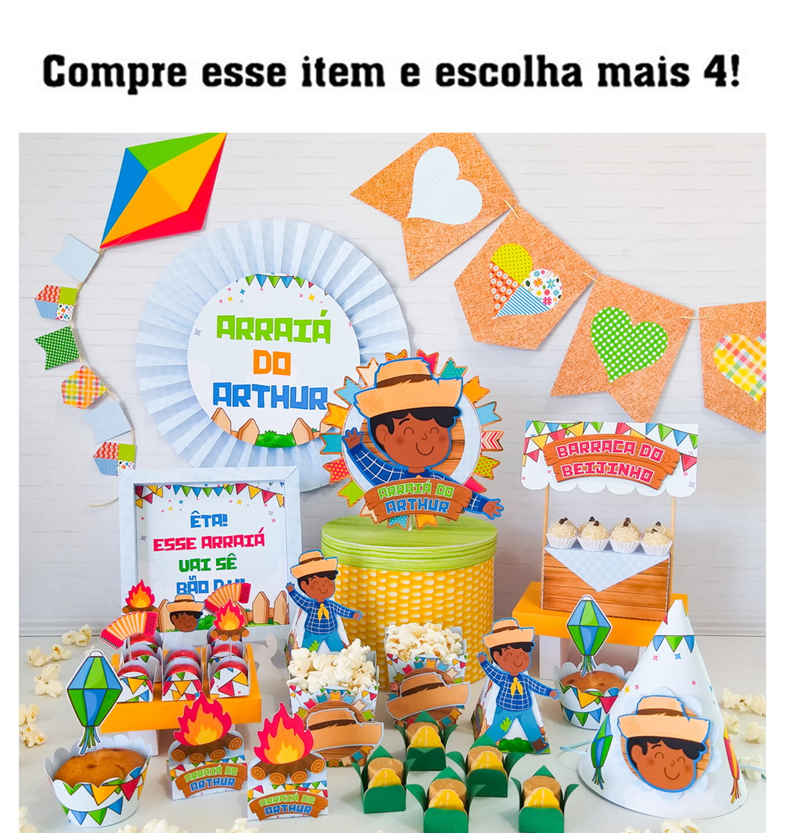Kit c/ 5: Arquivo de corte festa junina menino- STUDIO E PDF