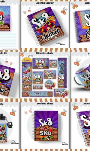 Arquivo de Corte Kit Completo Escolar Tema Skate 2023 #15648