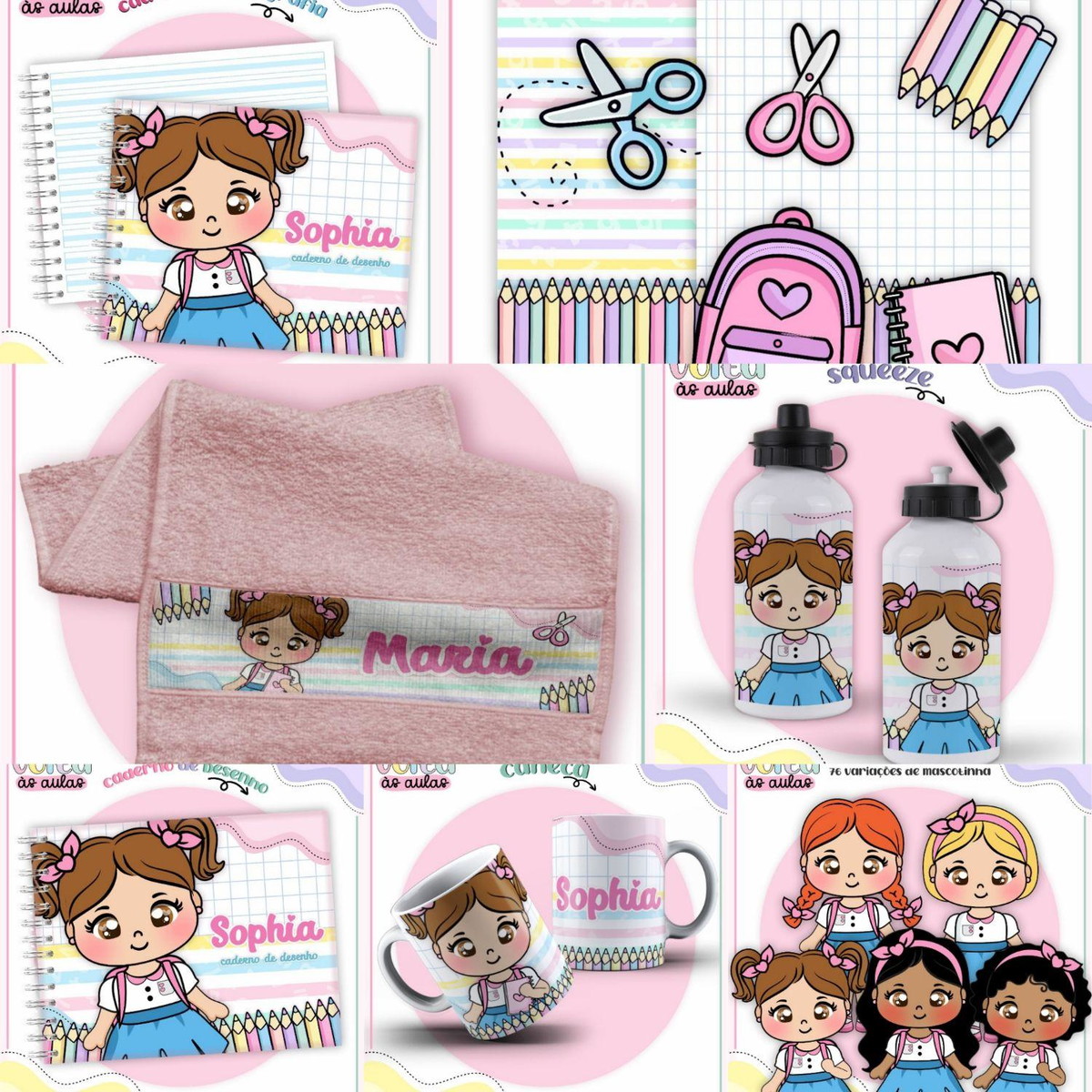 Arquivo de Corte Kit Escolar Completo Tema Aluninha #16861 - Imagem 2