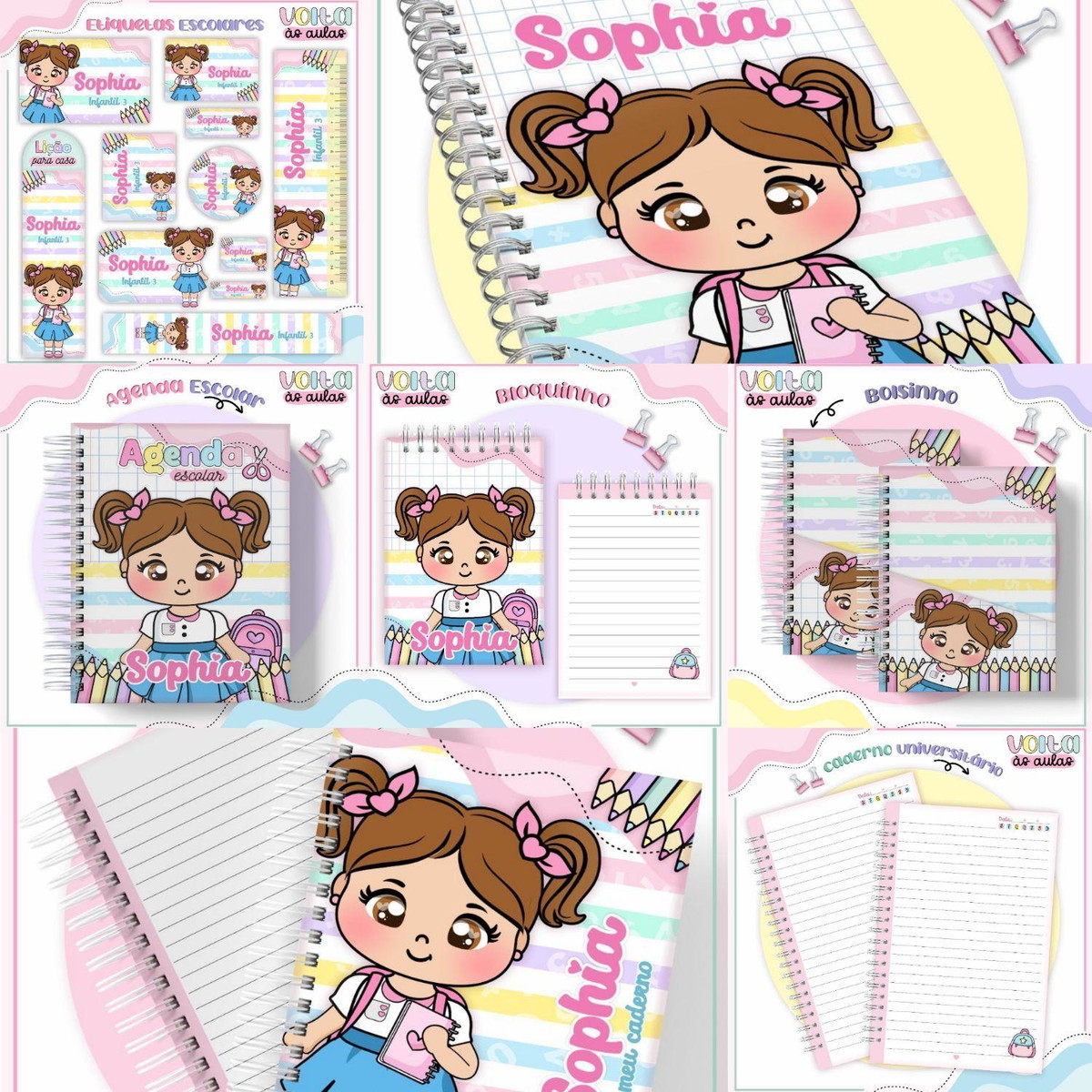 Arquivo de Corte Kit Escolar Completo Tema Aluninha #16861