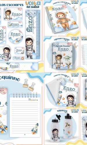 Arquivo de Corte Kit Escolar Completo Tema Astronauta #16880