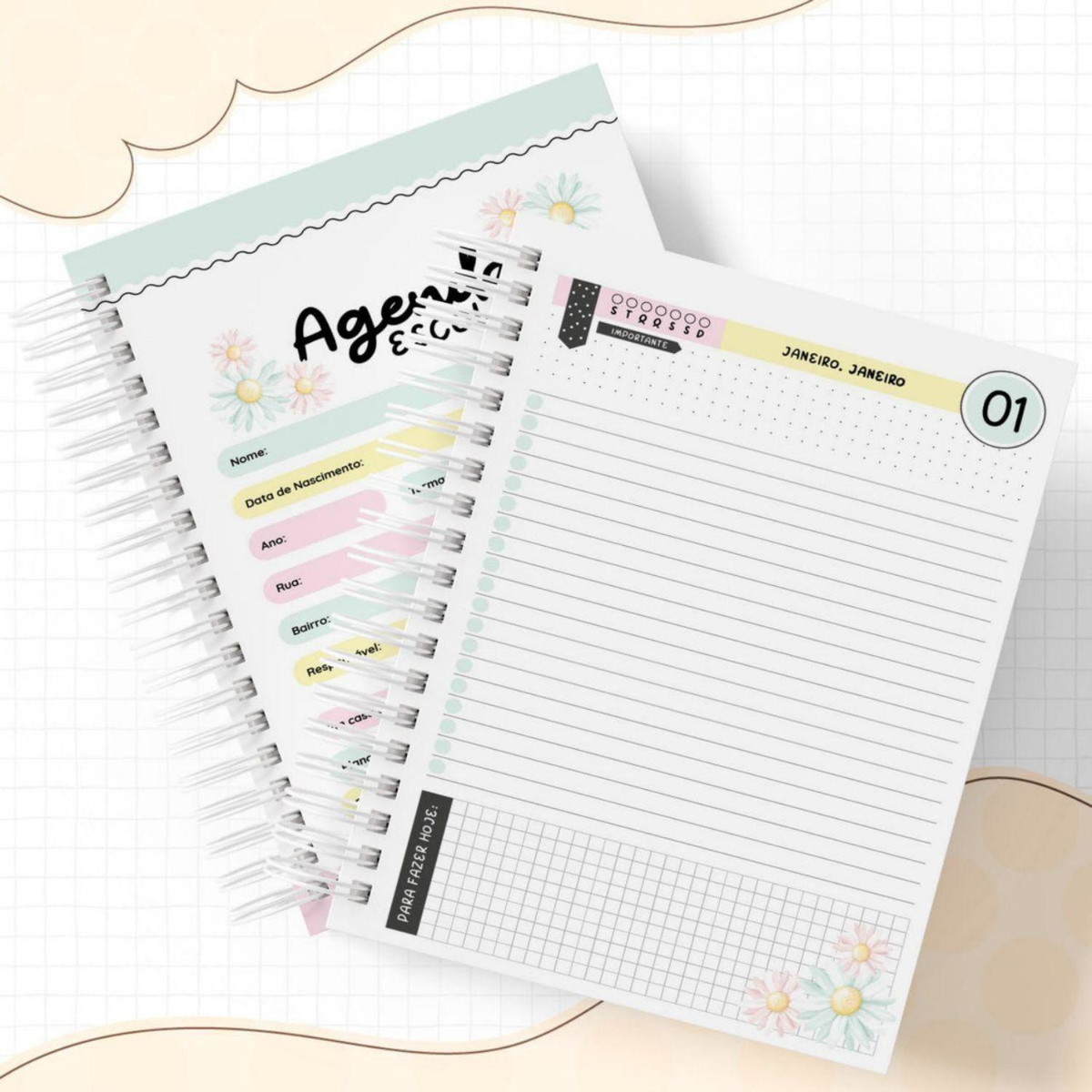 Arquivo de Corte Kit Etiqueta Escolar Floral 2023 #14632 - Imagem 3