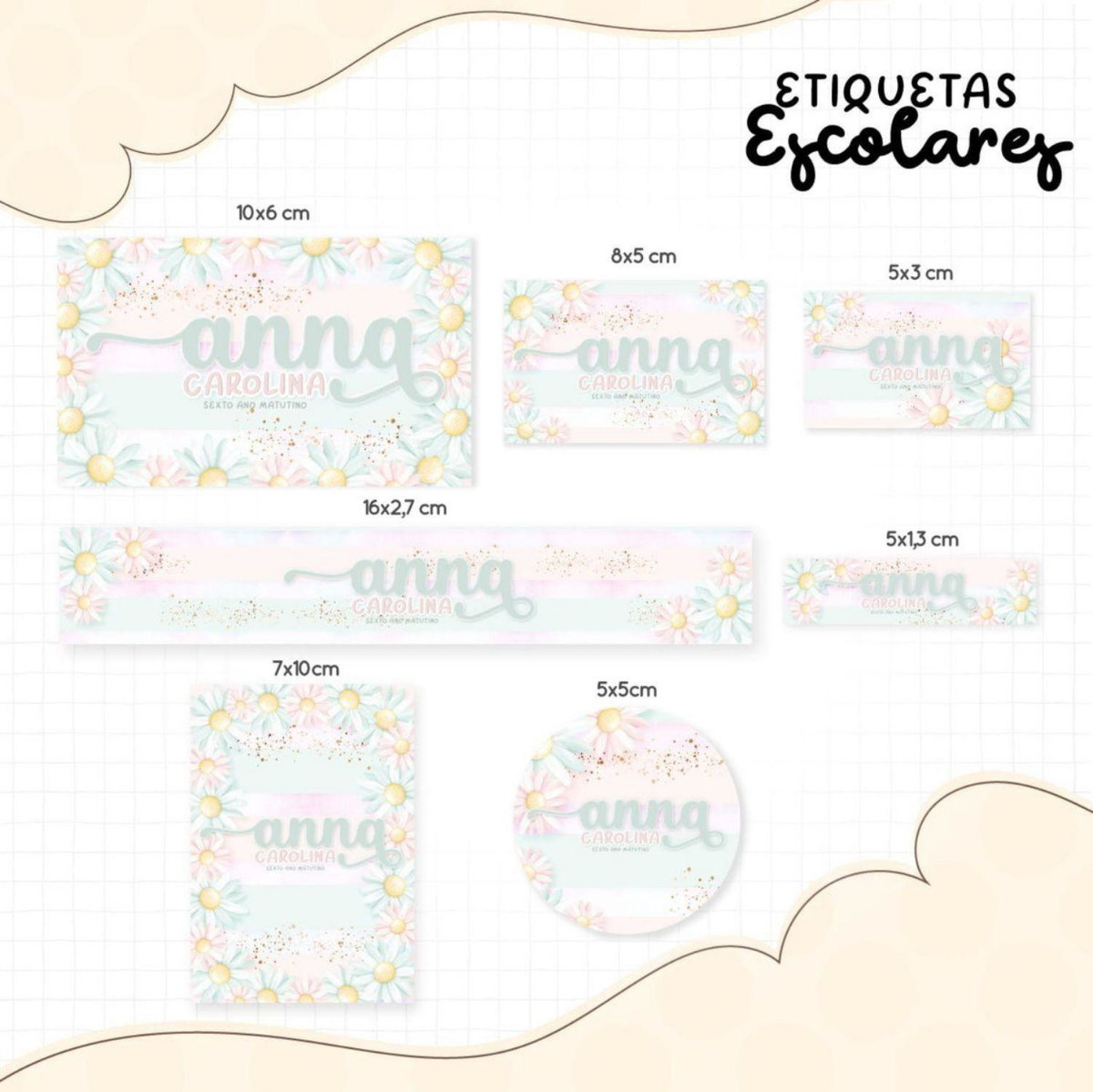 Arquivo de Corte Kit Etiqueta Escolar Floral 2023 #14632