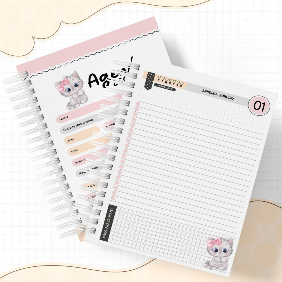 Arquivo de Corte Kit Etiqueta Escolar Gatinha 2023 #14645 - Imagem 3