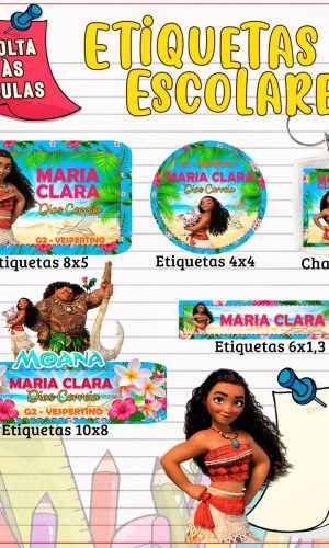 Arquivo de Corte Kit Etiqueta Escolar Moana 2023 #15694