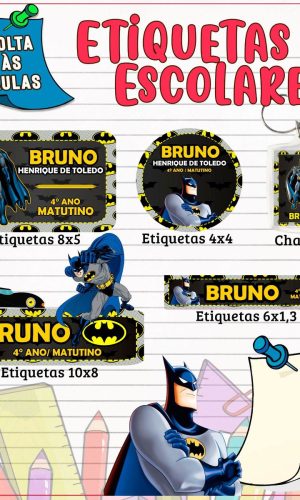 Arquivo de Corte Kit Etiquetas Escolar Batman 2023 #15680