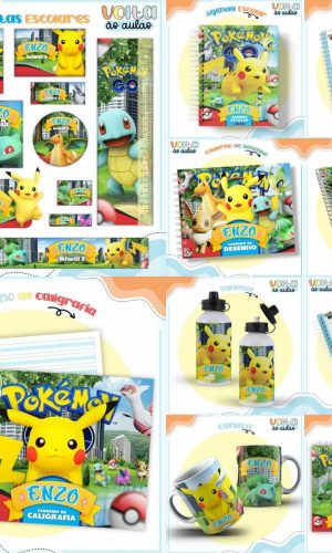 Arquivo de Corte Kit Material Escolar Tema Pokemon #16842
