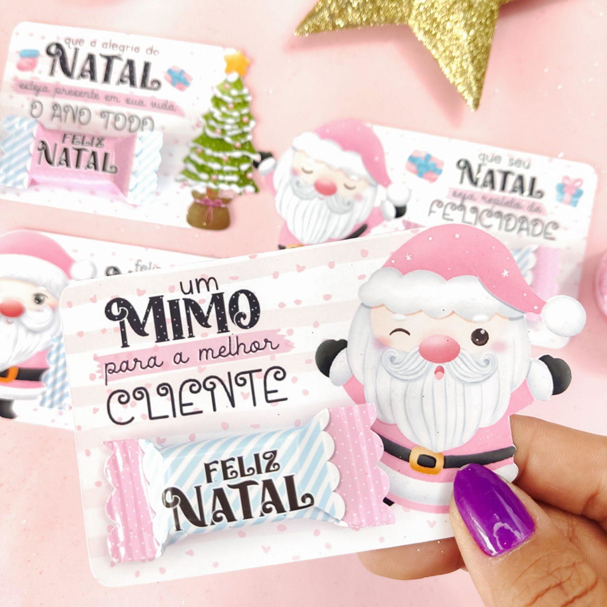 Arquivo de Corte Kit Natal Rosa Card Balinha #16563