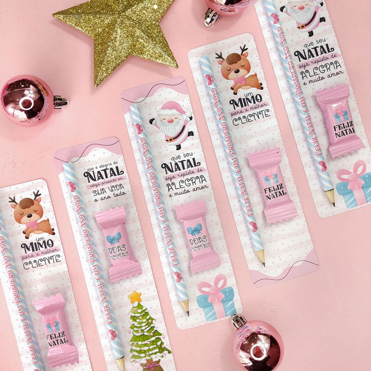 Arquivo de Corte Kit Natal Rosa Card Lapis e Balinha #16560 - Imagem 5