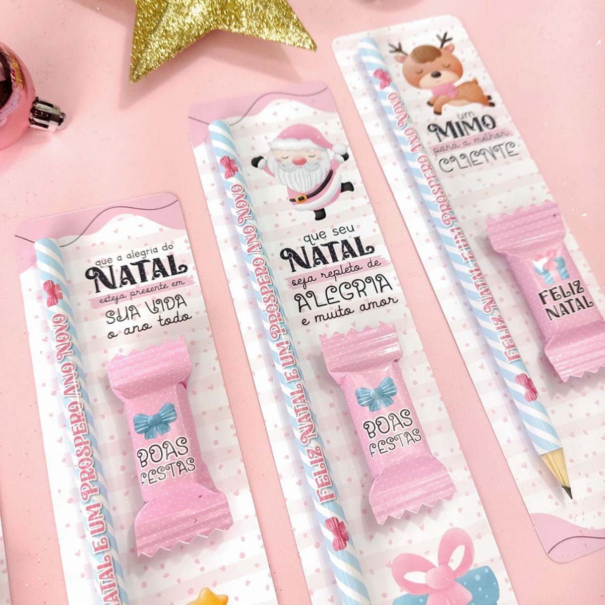 Arquivo de Corte Kit Natal Rosa Card Lapis e Balinha #16560 - Imagem 2