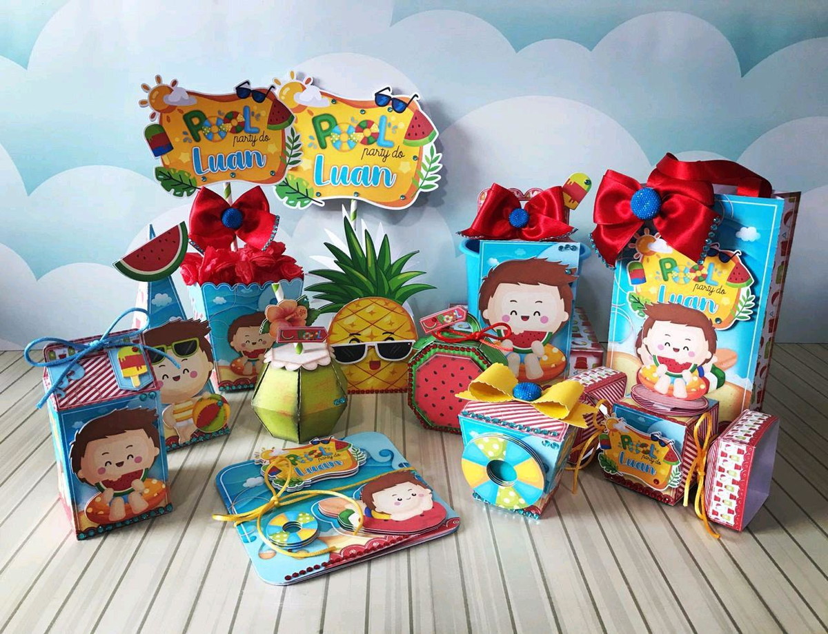ARQUIVO DE CORTE KIT POOL PARTY - PDF E STUDIO