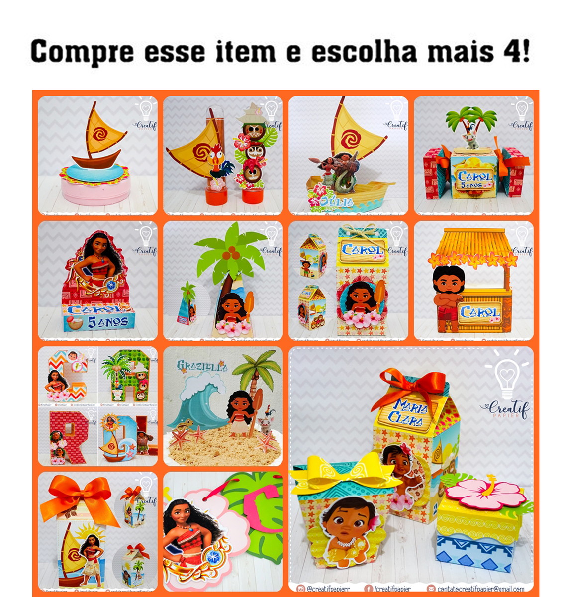 Kit com 5: Arquivo de Corte Moana