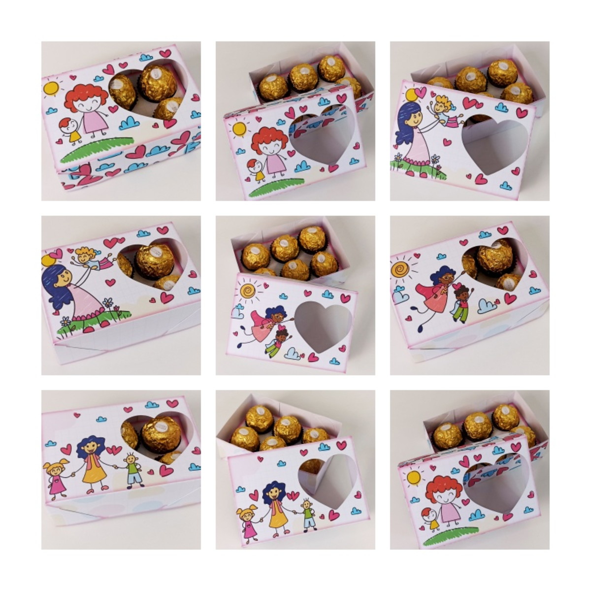 Arquivo de corte kit caixas 6 doces dia das mães