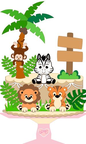 KIT C/ 5 ARQUIVO DE CORTE: TOPO DE BOLO SAFARI 005