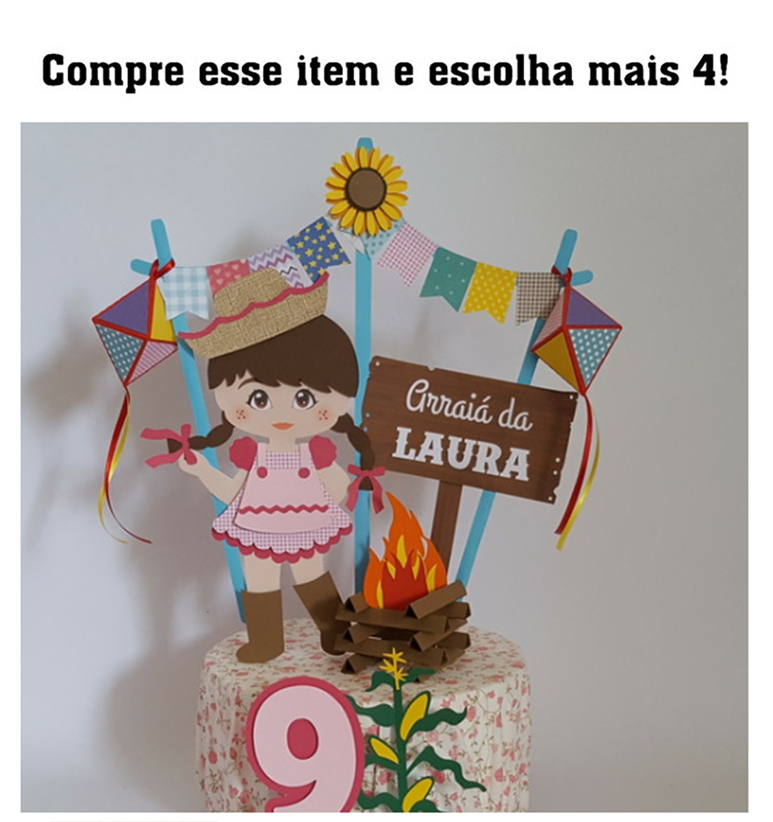 KIT C/ 5: ARQUIVO DE CORTE TOPO ARRAIÁ MENINA CAIPIRA 015