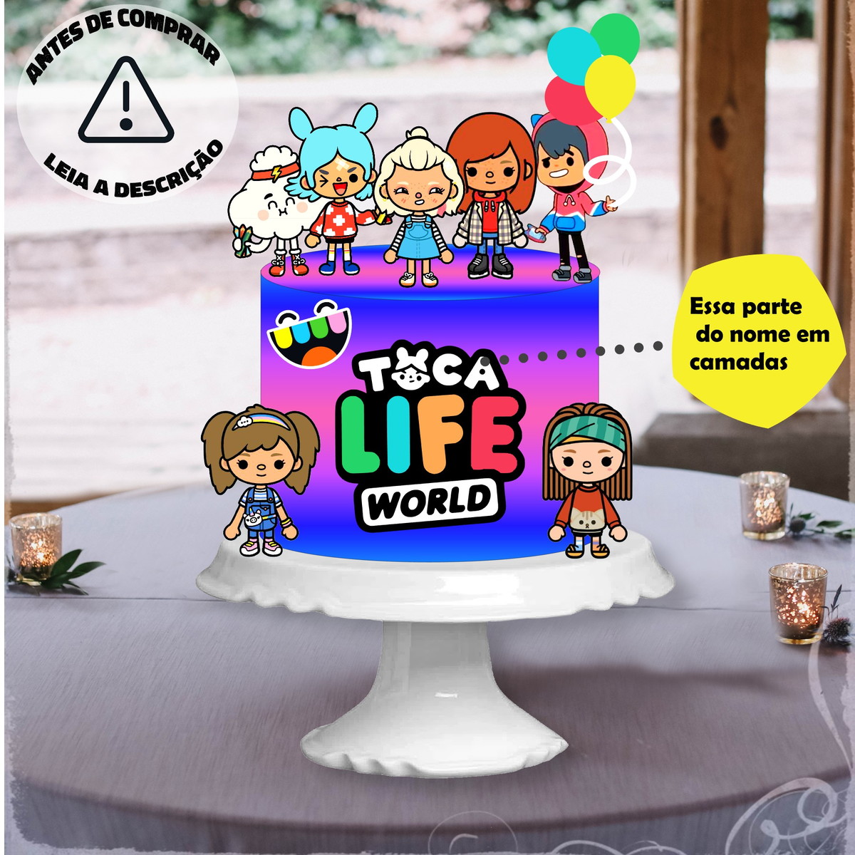 Arquivo de corte topo bolo Toca life world