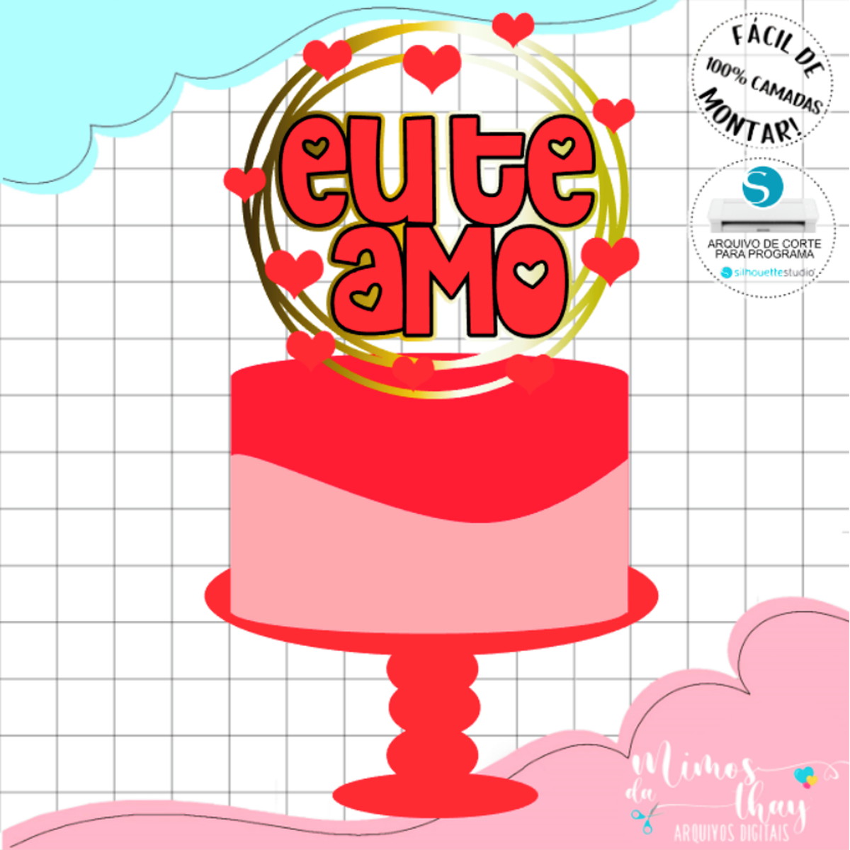 Arquivo de Corte: Topo Circular Eu Te Amo Namorados 045