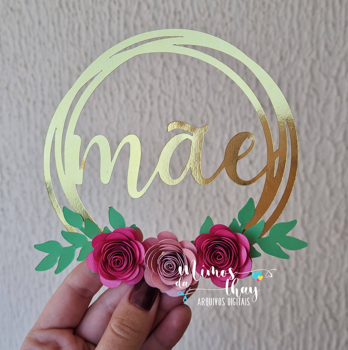 Arquivo de Corte: Topo Circular + Flor 3d Dia das Mães 066