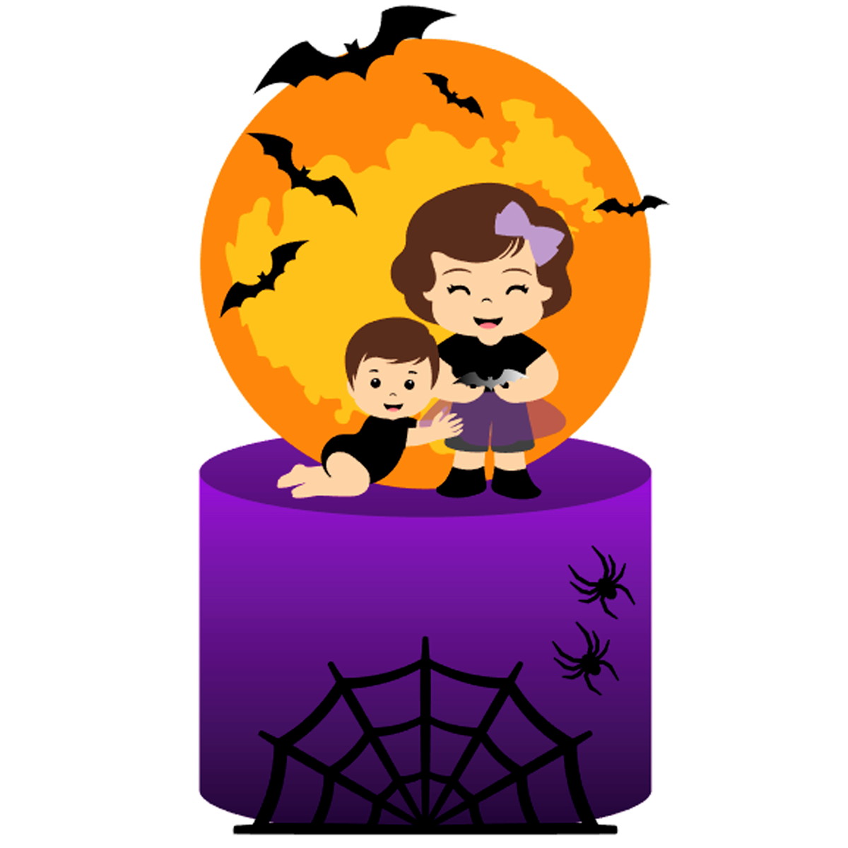 Arquivo de Corte: Topo de Bolo Baby Irmãos Halloween 023