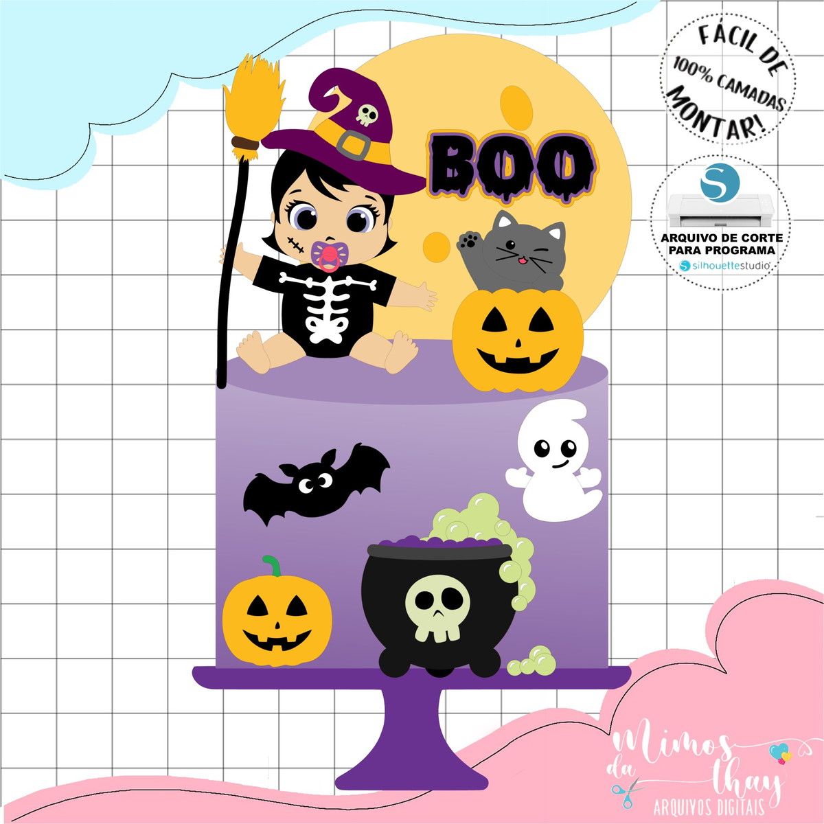 Arquivo de Corte: Topo de Bolo Baby Menina Halloween 045