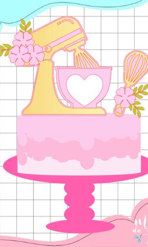 Arquivo de Corte: Topo de Bolo Batedeira Confeiteira 004