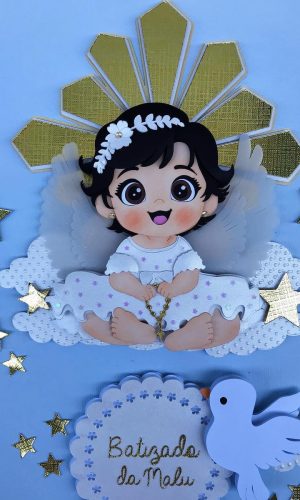 Arquivo de Corte: Topo de Bolo Batizado Menina Baby 024