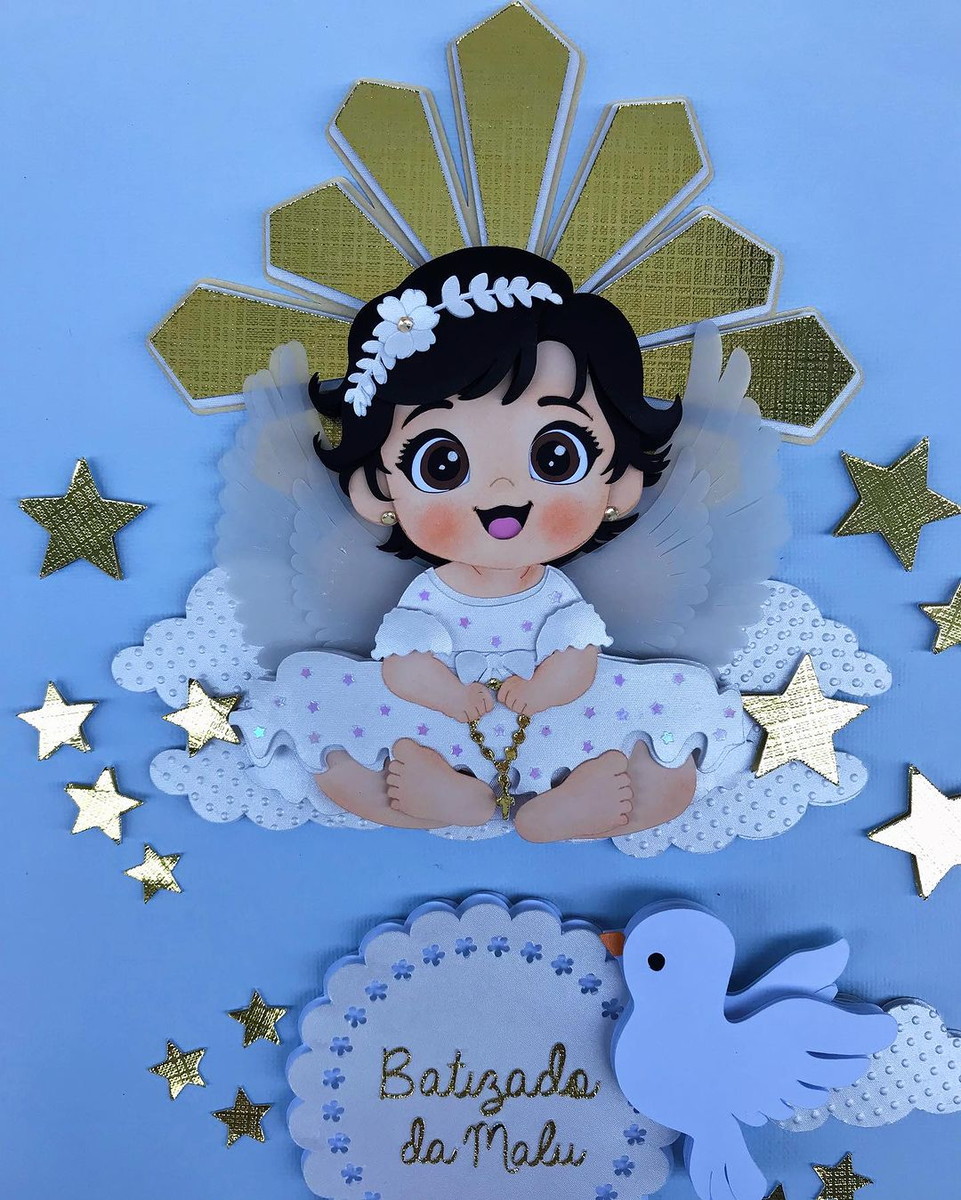 Arquivo de Corte: Topo de Bolo Batizado Menina Baby 024