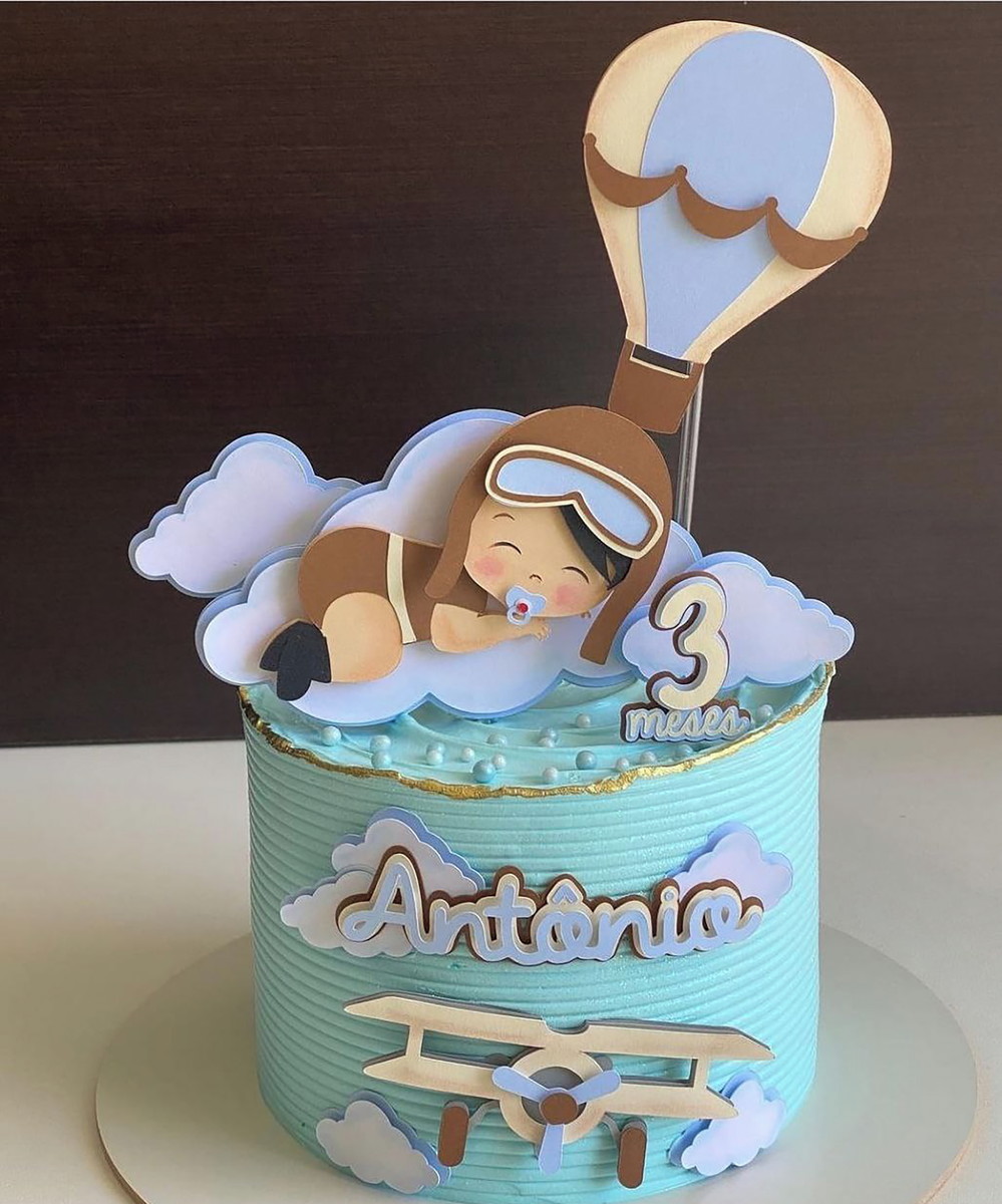 Arquivo de Corte: Topo de Bolo Bebê Aviador 001
