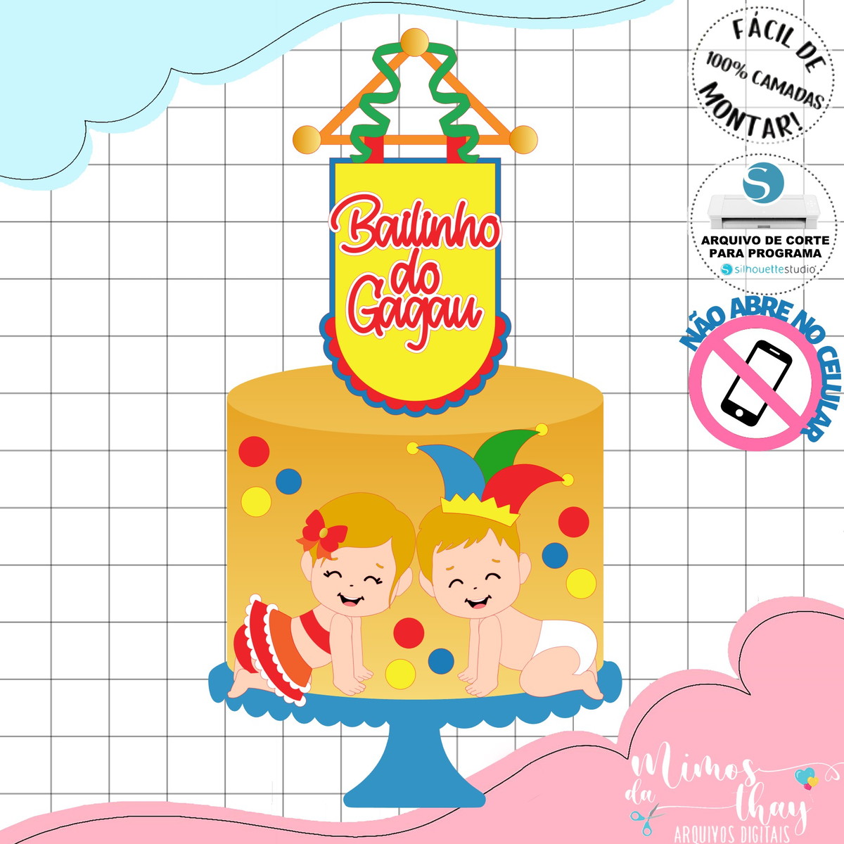 Arquivo de Corte: Topo de Bolo Bloquinho Carnaval Babys 089