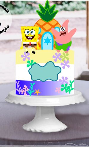 Arquivo de Corte Topo de Bolo Bob Esponja em camadas