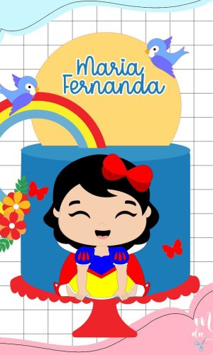 Arquivo de Corte Topo de Bolo Branca de Neve e Arco Iris 023
