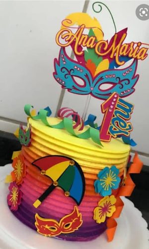 Arquivo de Corte: Topo de Bolo Carnaval Máscaras 050