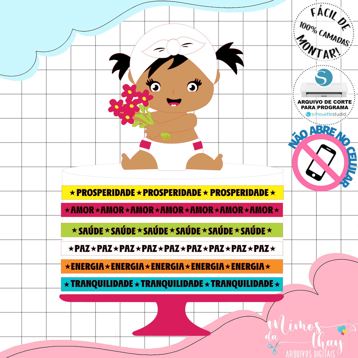 Arquivo de Corte Topo de Bolo Carnaval Menina Baianinha 084