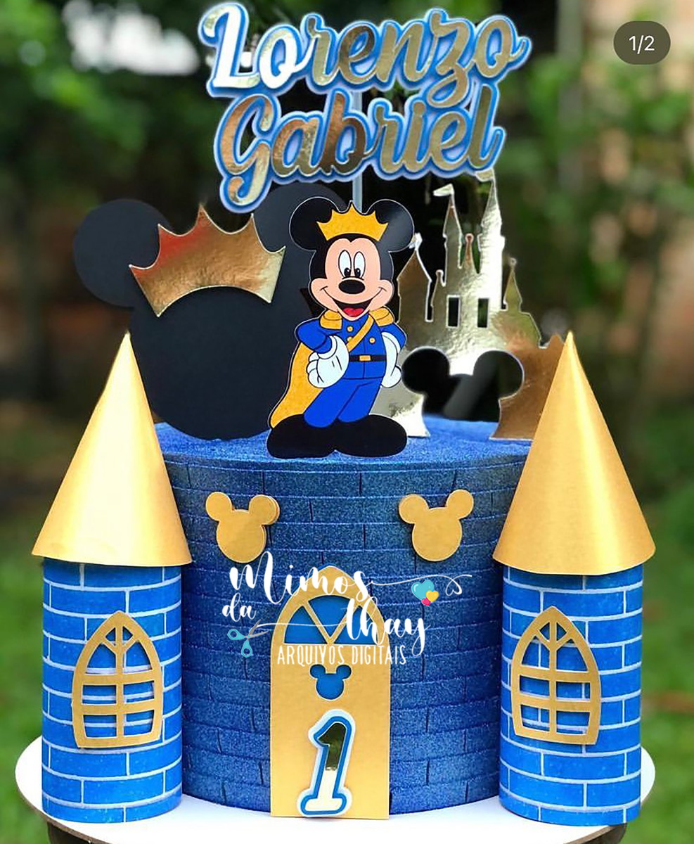 Arquivo de Corte: Topo de Bolo Castelo 3d Mickey Realeza 009