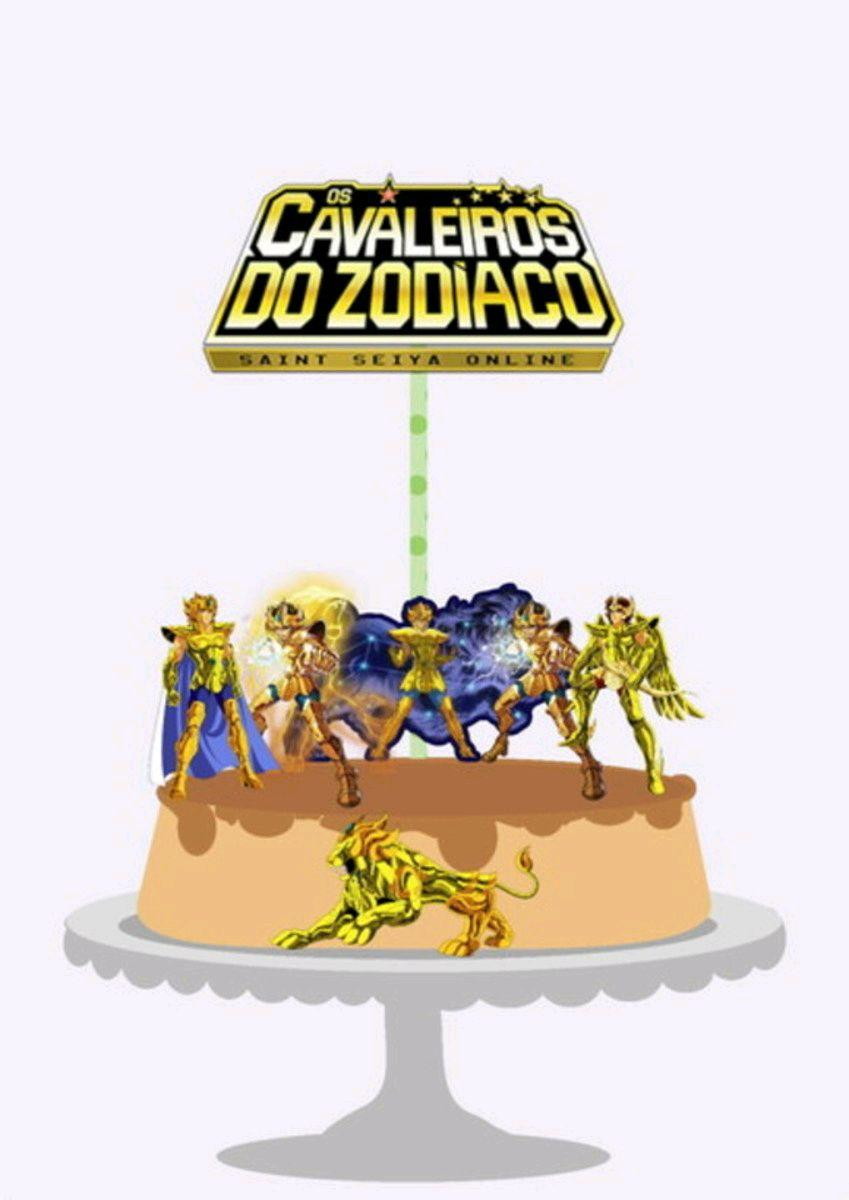 ARQUIVO DE CORTE TOPO DE BOLO CAVALHEIROS DO ZODIACO (#1525)