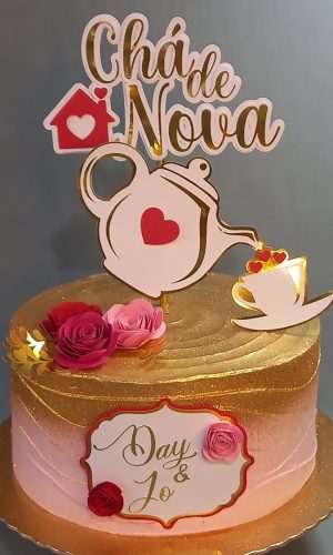 Arquivo de Corte: Topo de Bolo Chá de Panela + Flores 003