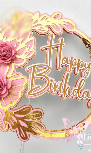 Arquivo de Corte Topo de Bolo Circular Happy Birthday 009