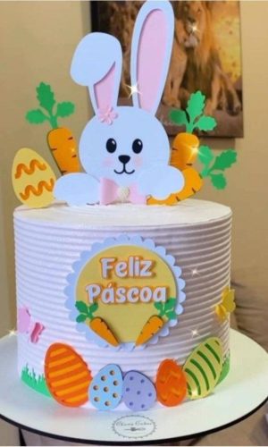 Arquivo de Corte Topo de Bolo Coelha da Páscoa Rosa #14749