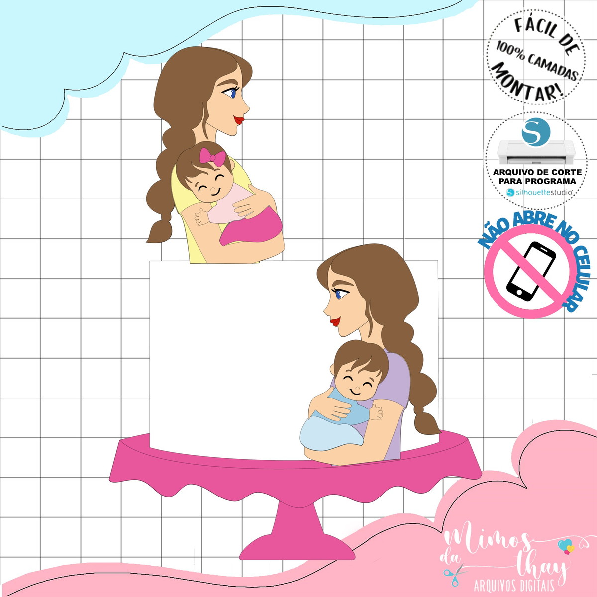 Arquivo de Corte: Topo de Bolo Colo de Mãe Dia das Mães 107