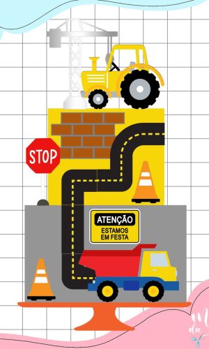 Arquivo de Corte: Topo de Bolo Construção Cute 005