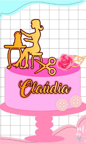 Arquivo de Corte: Topo de Bolo Costureira + Flor 3d 001
