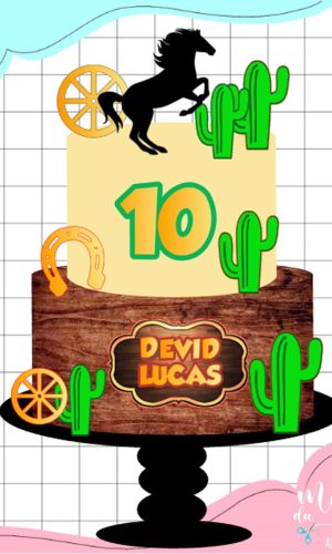 Arquivo de Corte: Topo de Bolo Cowboy Cavalo 004
