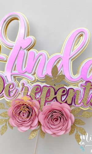 Arquivo de Corte: Topo de Bolo de Repente + Linda Flores 003